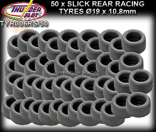 THUNDERSLOT TYRES TYR006RS/50 - 50 x slick racing rear 19x10.8mm