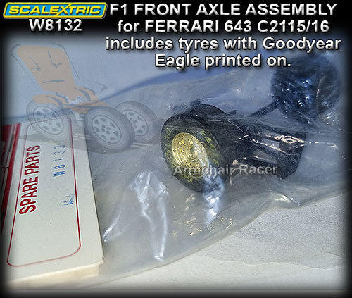 SCALEXTRIC AXLE W8132 - Front axle assembly for Ferrari 643