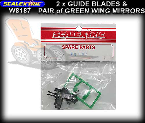 SCALEXTRIC GUIDE W8187 - 2 x Guide Blades & Green mirror pack
