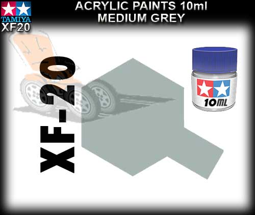 TAMIYA PAINT ACRYLIC XF20-SMALL - 10ml Medium Grey Acrylic Paint